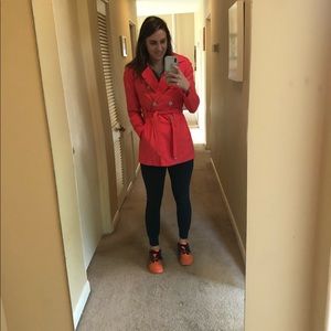 EXPRESS SMALL CORAL RAIN JACKET/TRENCH COAT